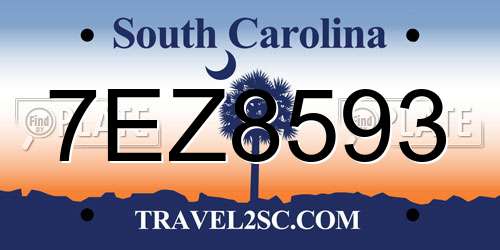 7EZ8593 South Carolina License Plate