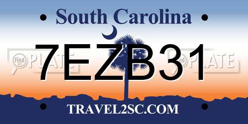 7EZB31 South Carolina License Plate