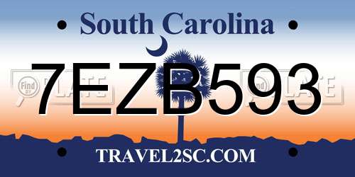 7EZB593 South Carolina License Plate