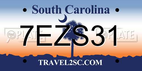 7EZS31 South Carolina License Plate