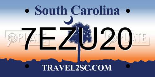 7EZU20 South Carolina License Plate