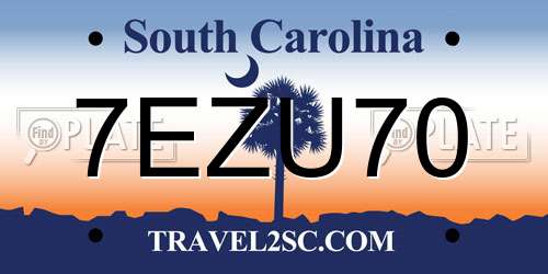 7EZU70 South Carolina License Plate