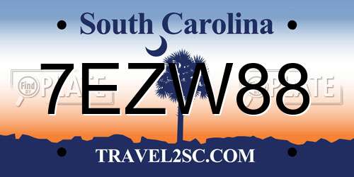 7EZW88 South Carolina License Plate