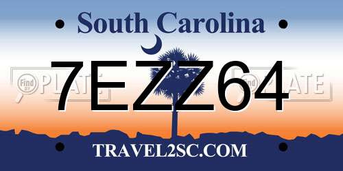 7EZZ64 South Carolina License Plate