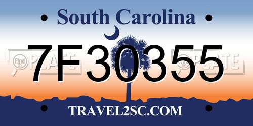 7F30355 South Carolina License Plate
