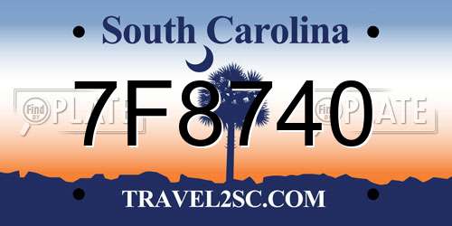 7F8740 South Carolina License Plate
