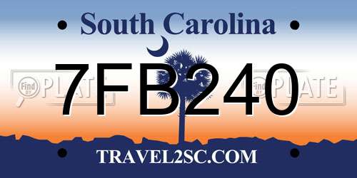 7FB240 South Carolina License Plate