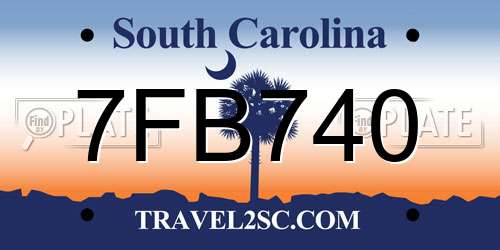 7FB740 South Carolina License Plate