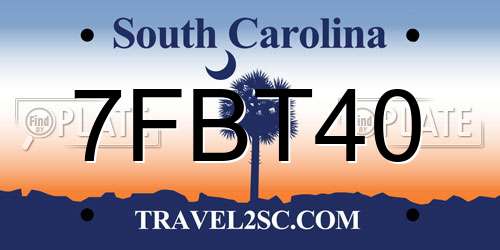 7FBT40 South Carolina License Plate