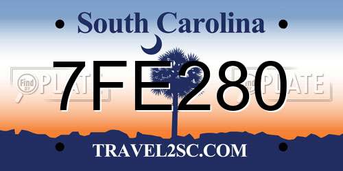 7FE280 South Carolina License Plate
