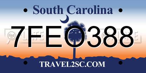 7FEO388 South Carolina License Plate