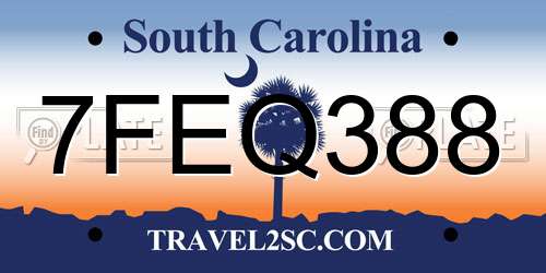 7FEQ388 South Carolina License Plate