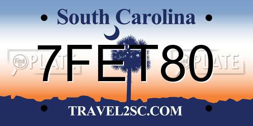 7FET80 South Carolina License Plate