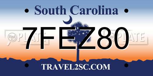 7FEZ80 South Carolina License Plate