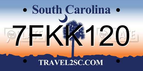 7FKK120 South Carolina License Plate
