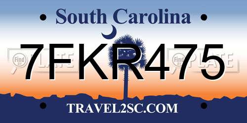 7FKR475 South Carolina License Plate