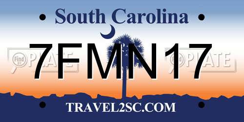 7FMN17 South Carolina License Plate