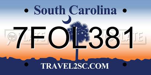 7FOL381 South Carolina License Plate