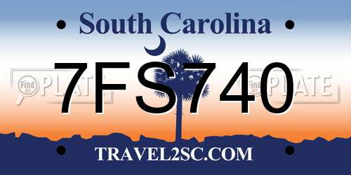 7FS740 South Carolina License Plate