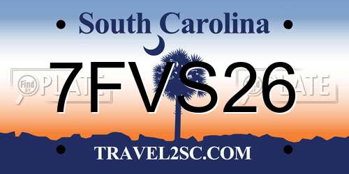7FVS26 South Carolina License Plate