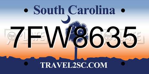 7FW8635 South Carolina License Plate