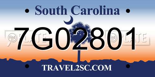 7G02801 South Carolina License Plate