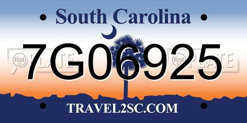 7G06925 South Carolina License Plate