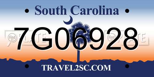 7G06928 South Carolina License Plate