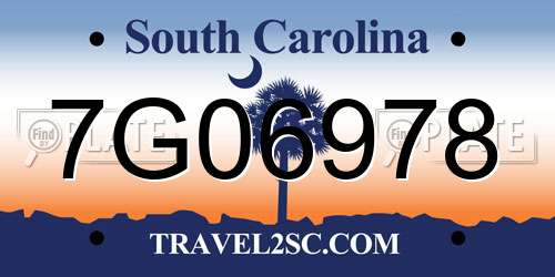 7G06978 South Carolina License Plate