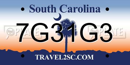 7G31G3 South Carolina License Plate