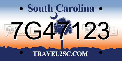 7G47123 South Carolina License Plate