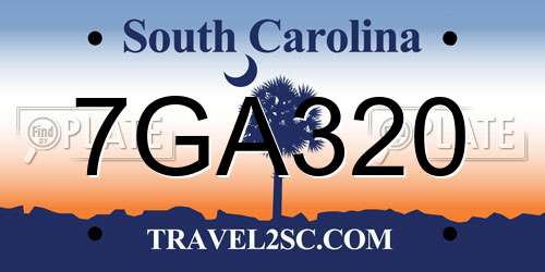 7GA320 South Carolina License Plate