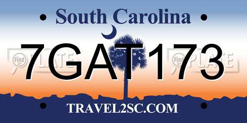 7GAT173 South Carolina License Plate