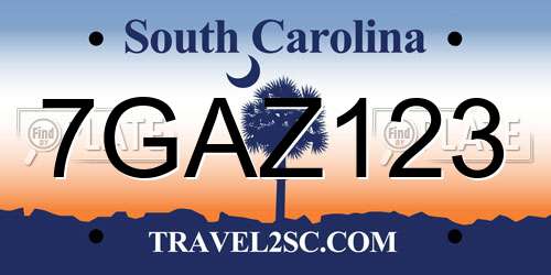 7GAZ123 South Carolina License Plate