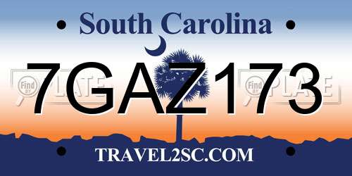 7GAZ173 South Carolina License Plate