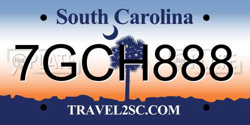 7GCH888 South Carolina License Plate