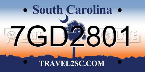 7GD2801 South Carolina License Plate