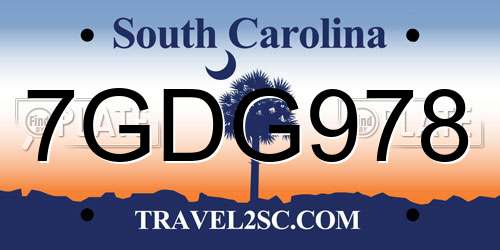7GDG978 South Carolina License Plate