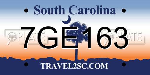 7GE163 South Carolina License Plate