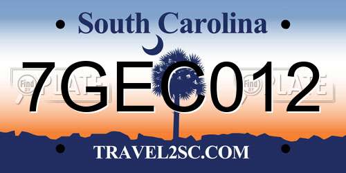 7GEC012 South Carolina License Plate