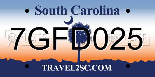 7GFD025 South Carolina License Plate