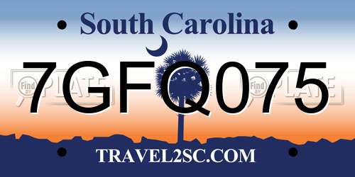 7GFQ075 South Carolina License Plate