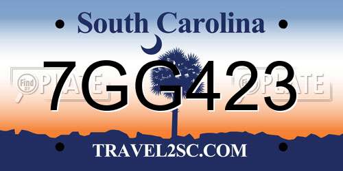 7GG423 South Carolina License Plate