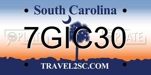 7GIC30 South Carolina License Plate