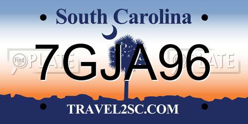 7GJA96 South Carolina License Plate