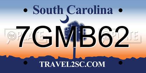 7GMB62 South Carolina License Plate