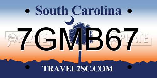 7GMB67 South Carolina License Plate