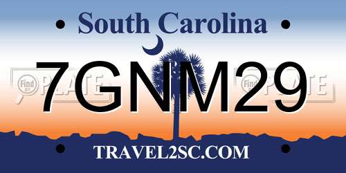 7GNM29 South Carolina License Plate