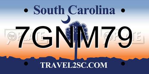 7GNM79 South Carolina License Plate
