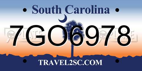 7GO6978 South Carolina License Plate